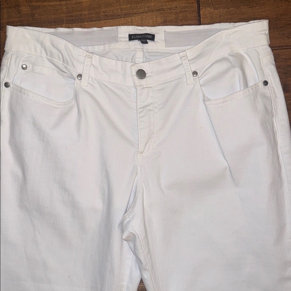 EILEEN FISHER Women’s WHITE JEANS Stretch size 14 organic cotton USA - Picture 7 of 8